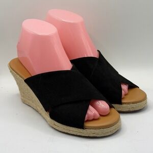 J.Crew Black Crossover Espadrille Wedge Sandals Womens 7